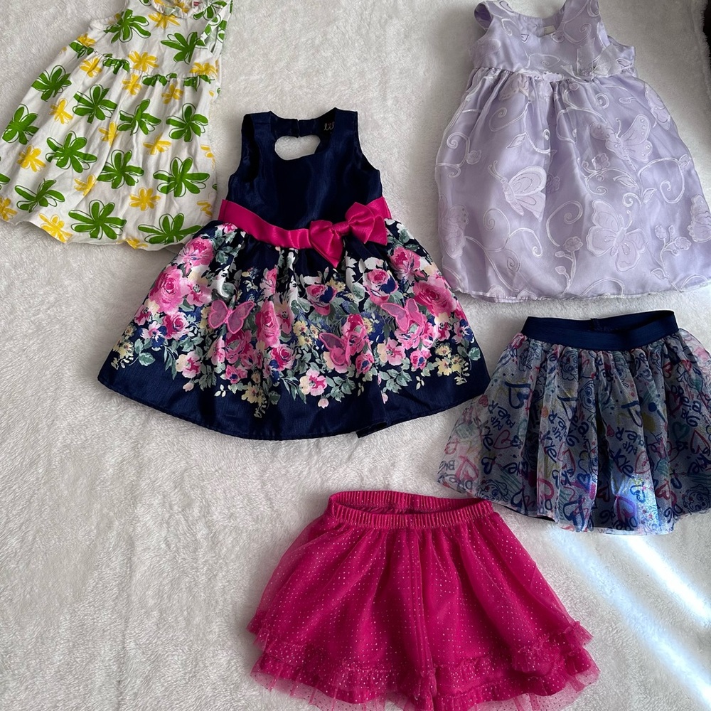 Toddler Girl Bundle Size 24M / 2T 3 Dresses & 2 Tulle Skirts